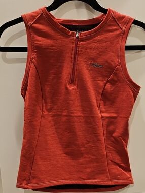 Shebeest Women's Orange Sleeveless 1/4 Zip Jersey Top